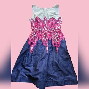 Lilly Pulitzer Pink and‎ Blue Cotton Floral Dress Size 6